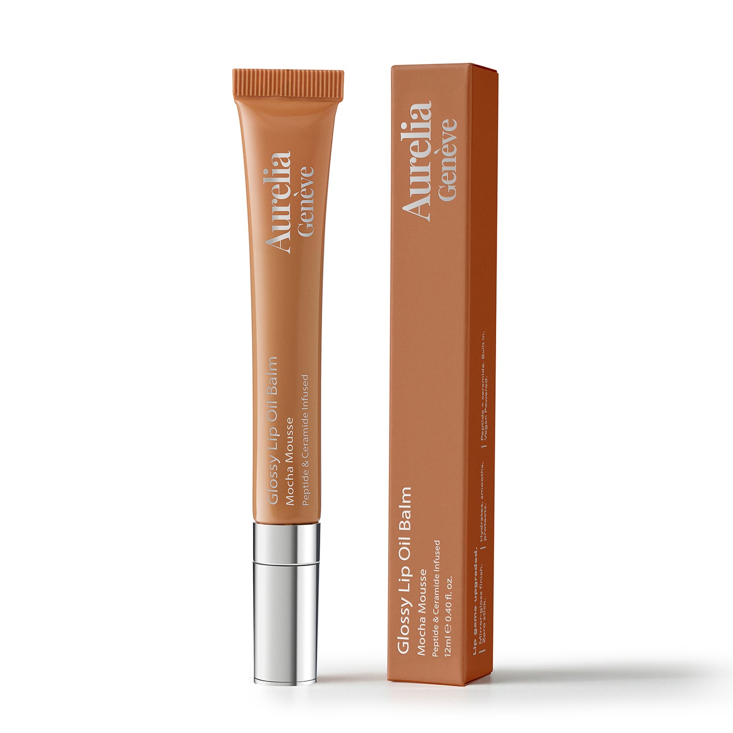 Glossy Lip Oil Balm - Peptide & Ceramid Infused - Mocha Mousse