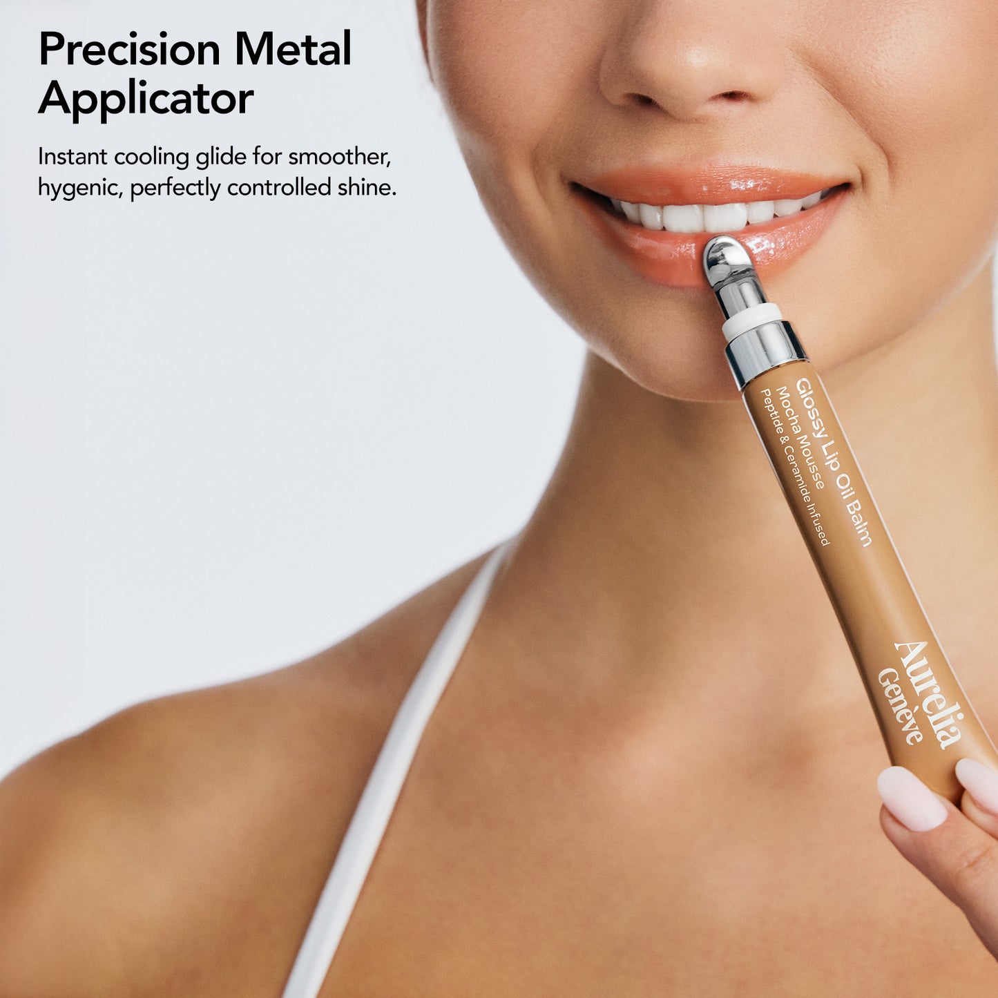Glossy Lip Oil Balm - Peptide & Ceramid Infused - Mocha Mousse