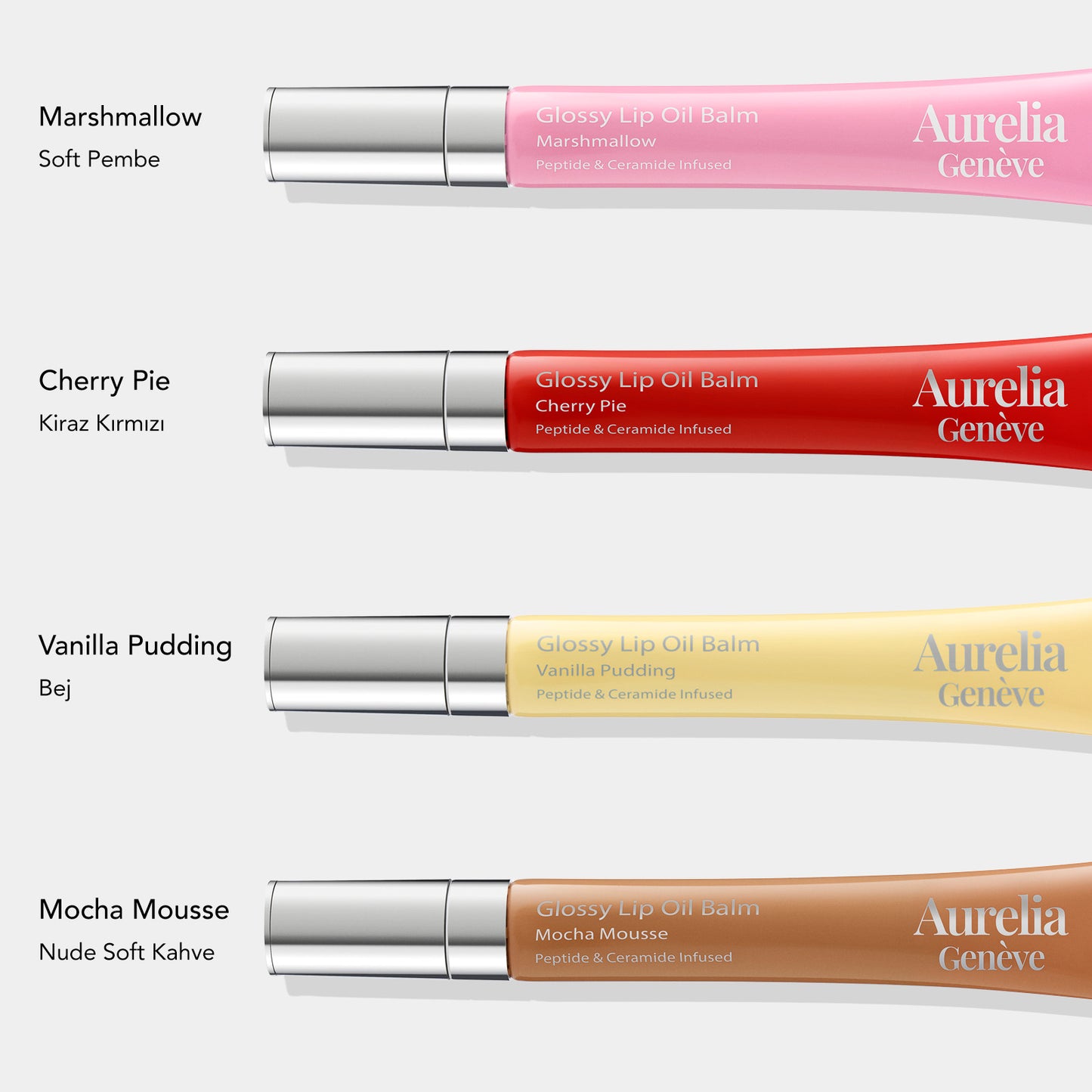 Glossy Lip Oil Balm - Peptide & Ceramid Infused - Mocha Mousse